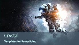  Presentation with mission - Slide deck having galaxy - astronaut on space mission background and a ocean colored foreground