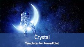  Presentation with astronaut - Beautiful theme featuring galaxy - astronaut sit on crescent moon backdrop and a ocean colored foreground