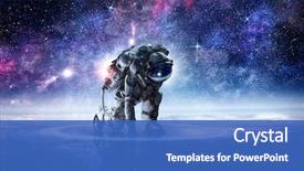  Presentation with astronaut - Theme featuring galaxy - astronaut starting to run mixed background and a teal colored foreground