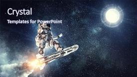  Presentation with surfing - Colorful PPT layouts enhanced with galaxy - astronaut surfing dark sky mixed backdrop and a navy blue colored foreground