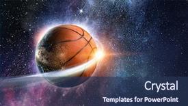 Presentation with basketball - Slide set enhanced with galaxy - basketball game concept background and a ocean colored foreground
