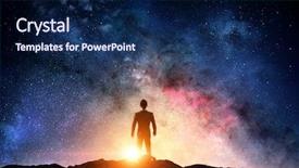  Presentation with cosmos - Amazing slide deck having galaxy - businessman and cosmos concept backdrop and a navy blue colored foreground