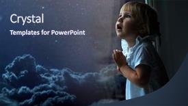  Presentation with night sky - Colorful theme enhanced with galaxy - child looks out the window backdrop and a ocean colored foreground