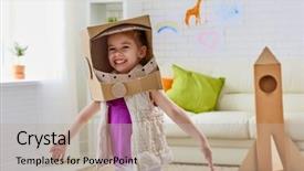  Presentation with astronaut - PPT theme enhanced with galaxy - child plays in the astronaut background and a mint green colored foreground