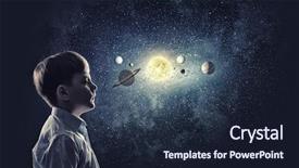  Presentation with galaxy - Colorful presentation theme enhanced with galaxy - cute boy of school age backdrop and a wine colored foreground