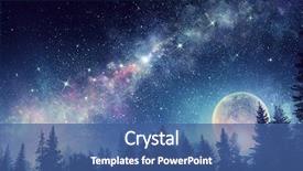  Presentation with starry night - PPT theme consisting of galaxy - full moon in night starry background and a ocean colored foreground