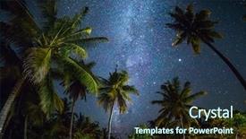  Presentation with palm - PPT theme consisting of galaxy - night shot with palm trees background and a ocean colored foreground