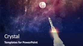  Presentation with rocket - PPT theme having galaxy - rocket in space mixed media background and a navy blue colored foreground