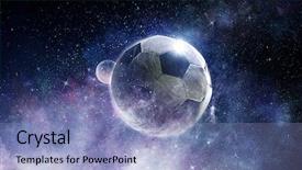  Presentation with soccer - Slide set consisting of galaxy - soccer game concept background and a light blue colored foreground