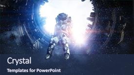  Presentation with media image - PPT layouts with galaxy - space fantasy image with astronaut background and a ocean colored foreground