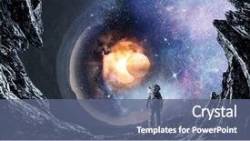  Presentation with media - Audience pleasing slides consisting of galaxy - space hole and astronaut mixed backdrop and a ocean colored foreground