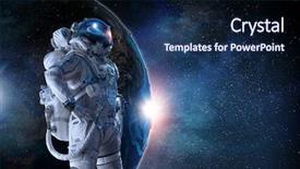  Presentation with mission - Beautiful PPT theme featuring galaxy - spaceman and his mission mixed backdrop and a navy blue colored foreground