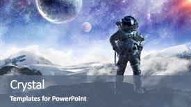 Presentation with mission - Cool new PPT theme with galaxy - spaceman and his mission mixed backdrop and a ocean colored foreground
