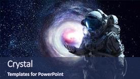  Presentation with mission - Theme enhanced with galaxy - spaceman and his mission mixed background and a navy blue colored foreground