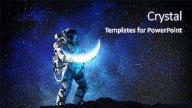  Presentation with mission - Slide set featuring galaxy - spaceman carrying his mission mixed background and a navy blue colored foreground