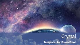  Presentation with moon - Slide set consisting of galaxy - starry sky and moon mixed background and a ocean colored foreground