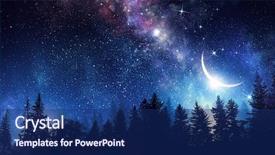  Presentation with media - Beautiful presentation design featuring galaxy - stary clear night sky mixed backdrop and a navy blue colored foreground