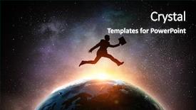  Presentation with world - Slide deck featuring galaxy - this business world is background and a dark gray colored foreground