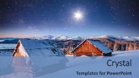  Presentation with dark blue sky stars - Theme with galaxy - view at the starry sky background and a teal colored foreground