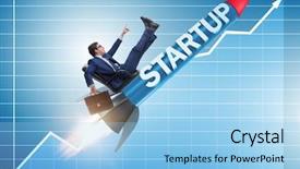  Presentation with rocket - Slides consisting of galaxy diagram - businessman in start-up concept flying background and a light blue colored foreground