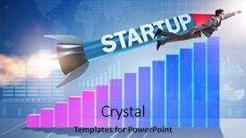  Presentation with rocket - Cool new slide deck with galaxy diagram - businessman in start-up concept flying backdrop and a light blue colored foreground