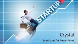  Presentation with rocket - Amazing slide deck having galaxy diagram - businessman in start-up concept flying backdrop and a light blue colored foreground