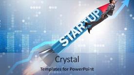  Presentation with rocket - Audience pleasing presentation theme consisting of galaxy diagram - businessman in start-up concept flying backdrop and a light blue colored foreground