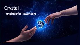  Presentation with god light - Cool new presentation design with galaxy with bright shining stars backdrop and a navy blue colored foreground