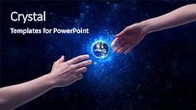  Presentation with god light - Audience pleasing theme consisting of galaxy with bright shining stars backdrop and a navy blue colored foreground