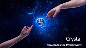  Presentation with god light - Beautiful slides featuring galaxy with bright shining stars backdrop and a navy blue colored foreground