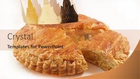  Presentation with cake - Beautiful slide deck featuring galette des rois epiphany cake backdrop and a gold colored foreground
