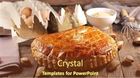 Presentation with crown - Audience pleasing PPT theme consisting of galette des rois epiphany cake backdrop and a tawny brown colored foreground