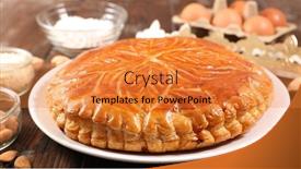  Presentation with cake - PPT theme with galette-des-rois-epiphany-cake background and a gold colored foreground