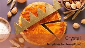  Presentation with cake - Presentation design featuring galette-des-rois-epiphany-cake background and a red colored foreground