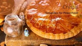  Presentation with cake - PPT theme enhanced with galette-des-rois-epiphany-cake background and a gold colored foreground
