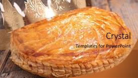  Presentation with birthday cake and candle - Presentation theme with galette des rois epiphany cake background and a yellow colored foreground