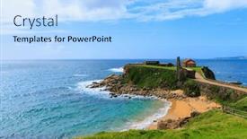  Presentation with tourism - Slide set enhanced with galicia-tourism-in-spain-pontevedra background and a light blue colored foreground