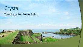  Presentation with fort - Beautiful PPT theme featuring galle fort sri lanka backdrop and a cool aqua colored foreground