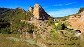  Presentation with river - Presentation design having gallego-river-in-province background and a gold colored foreground