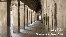  Presentation with gallery - Presentation theme having gallery in ta prohm temple part of the angkor wat complex background and a violet colored foreground