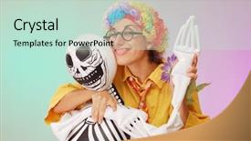  Presentation with death - Presentation having gallow - clown play with death studio background and a  colored foreground