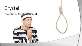  Presentation with sad - Theme with gallow - sad prisoner with both hands background and a white colored foreground