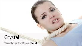  Presentation with woman tied rope sexual - Presentation design with gallow - young woman with rope background and a light gray colored foreground