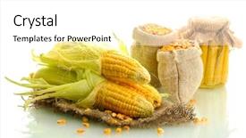  Presentation with paper bag vs plastic bags - Beautiful PPT theme featuring galss - fresh corn and bags backdrop and a  colored foreground