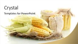  Presentation with paper bag vs plastic bags - Slide deck featuring galss - fresh corn and bags background and a  colored foreground