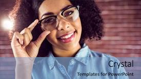  Presentation with portrait happy family smiling - Beautiful PPT layouts featuring galss - portrait of smiling attractive hipster backdrop and a  colored foreground