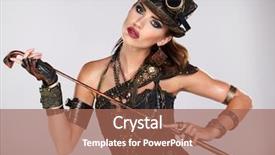  Presentation with steampunk - Slide set enhanced with galss - steampunk woman golf player background and a coral colored foreground