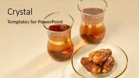  Presentation with arabic - Colorful presentation enhanced with galss - traditional arabic tea and dates backdrop and a lemonade colored foreground