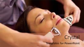  Presentation with spa concept - Presentation theme consisting of galvanized - people beauty cosmetology and technology background and a coral colored foreground