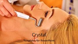  Presentation with hair spa - Cool new presentation design with galvanized - young woman with blond hair backdrop and a gold colored foreground